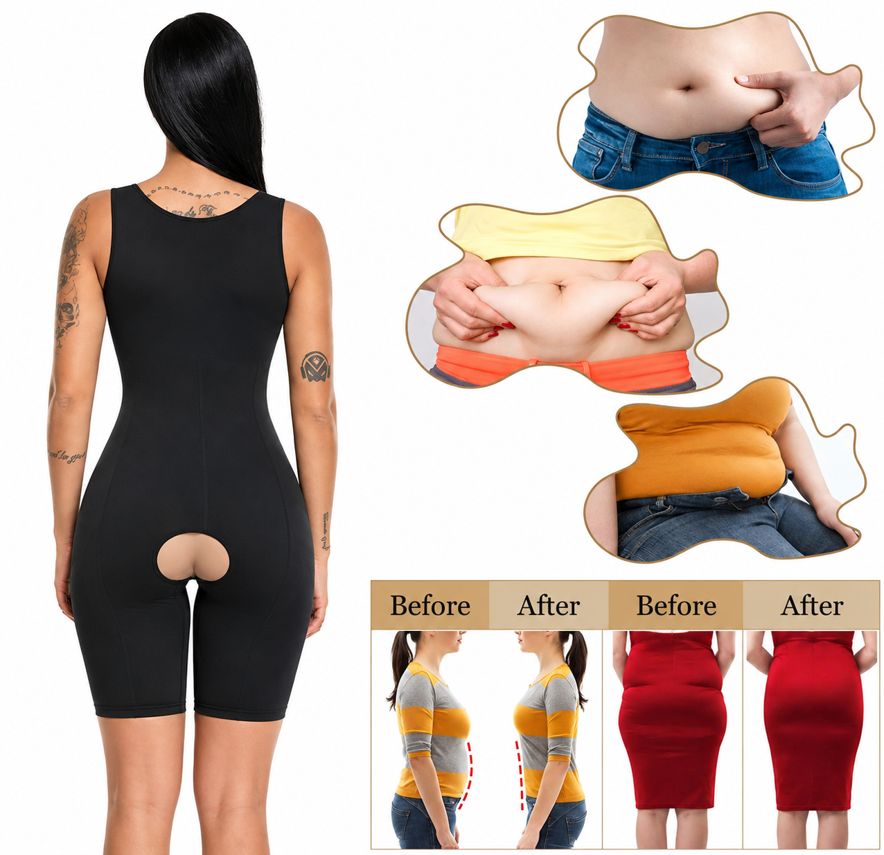 Women Shaper Full Body Shapewear for Regular and Daily Use Shapewer - Black - XL-2XL